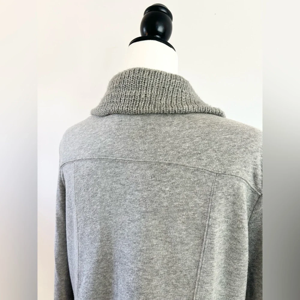Anthropologie Grey Zip-up Motorcycle Style Sweater - size Medium - Picture 7 of 9